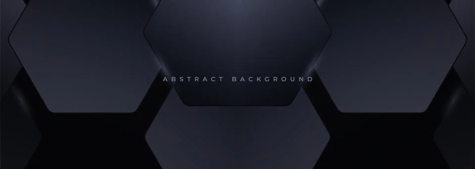 Black 3D vector hexagonal technology wide abstract background. Abstract modern イラスト素材
