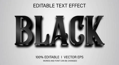 Black 3d vector white background text effect with modern style design Stock Illustration