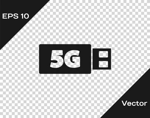 Black 5G modem for fast mobile Internet icon isolated on transparent background Illustrazione stock