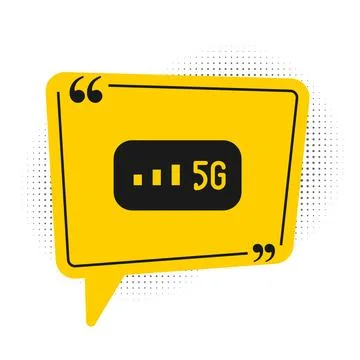 Black 5G new wireless internet wifi connection icon isolated on white backg.. Stock Illustration