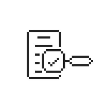 Black 8 bit assessment logo in pixel art Stock Illustration