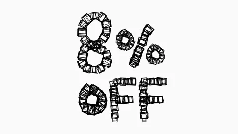 Black 8 Percent Off Animation On White Background For Sale And Business Concept Stock Footage 325506664