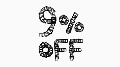 Black 9 Percent Off Animation On White Background For Sale And Business Concept Stock Footage 325506364