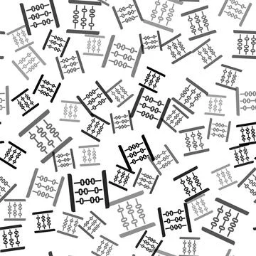 Black Abacus icon isolated seamless pattern on white background. Traditiona.. Stock Illustration