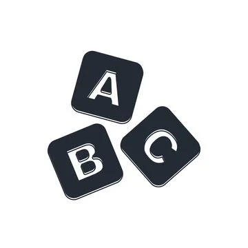 Black ABC blocks icon isolated on white background. Alphabet cubes with let.. Stock Illustration
