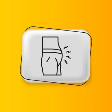 Black Abdominal bloating icon isolated on yellow background. Constipation o.. Stock Illustration