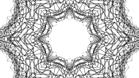 Black abstract animated patterns. kaleidoscope background. 3d render Stock Footage 101441356