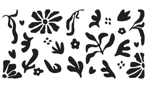 Black Abstract Art Set. Set of abstract trendy creative artistic elements Stock Illustration