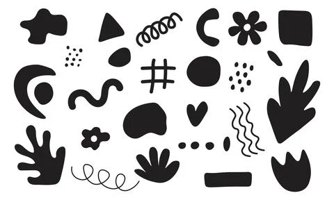 Black Abstract Art Set. Set of abstract trendy creative artistic elements Stock Illustration
