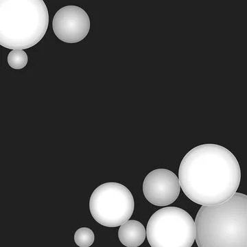 Black abstract background and gradient white and gray spheres Stock Illustration
