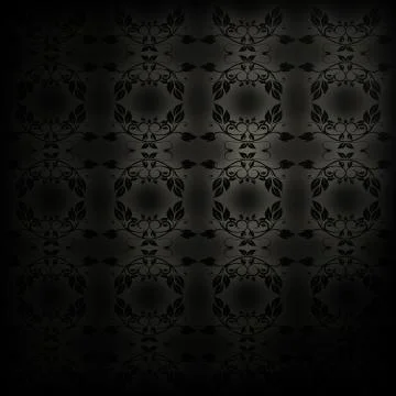 Black abstract background with floral pattern Stock Illustration