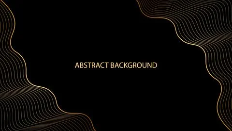 Black abstract background with gold wavy lines Stock Illustration