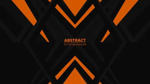 Black abstract background with grey and orange shapes and lines. Stock Illustration