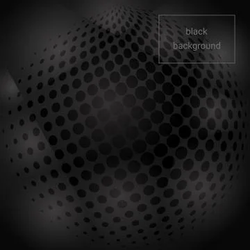 Black abstract background with halftone and rays Illustrazione stock