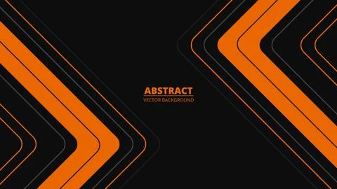 Black abstract background with orange and gray lines, arrows and angles. Illustrazione stock