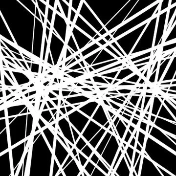 Black Abstract Background with Random White Lines Stock Illustration
