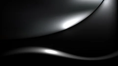 Black abstract background with sleek metallic curves and silver light refle.. 库存插图