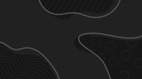 Black abstract background, with wave, line and circle pattern Stock Illustration