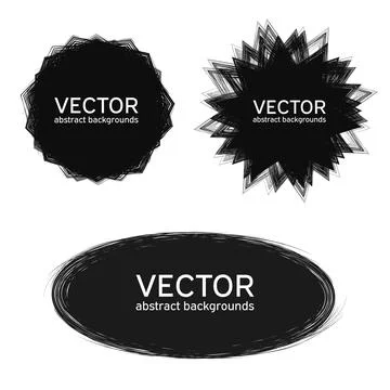 Black abstract backgrounds smears vector objects isolated on a white backgrou Stock Illustration