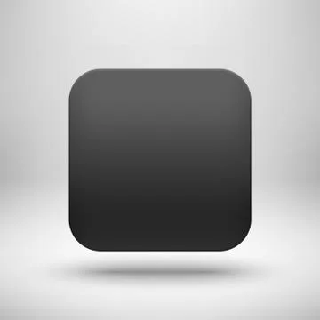 Black Abstract Blank App Icon Button Template Stock Illustration