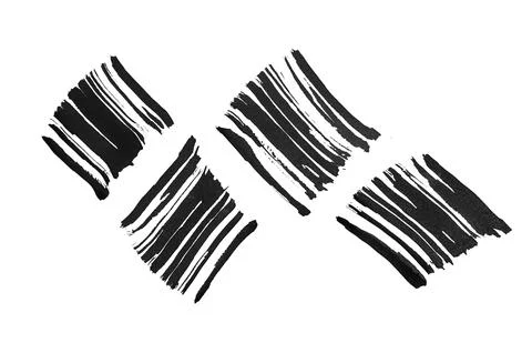 Black abstract brush strokes pattern and splashes of paint on paper. Grunge a Stock Illustration