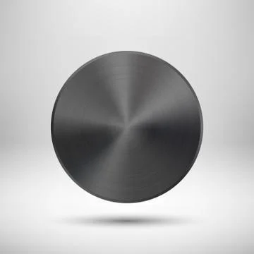Black Abstract Circle Button with Metal Texture Stock Illustration