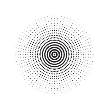 Black abstract circle with halftone dots effect. Vector illustration. Stock Illustration