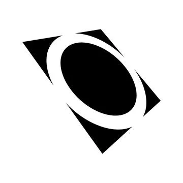 Black Abstract Circle Shaped Square Icon in Perspective 스톡 일러스트