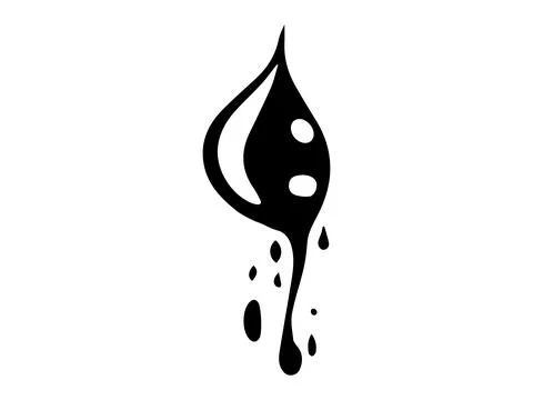 Black abstract dripping shape isolated on a white background. Concept of Stock Illustration