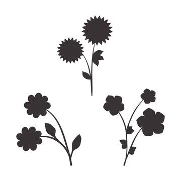 Black abstract floral vector silhouettes collection Stock Illustration