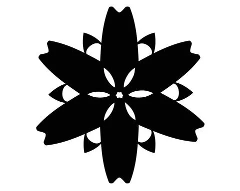 Black abstract Flower with leaves - vector silhouette illustration Stock Illustration
