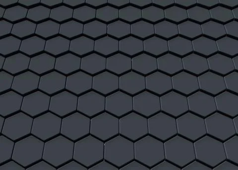 Black abstract hexagonal design background, 3D rendering Stock Illustration