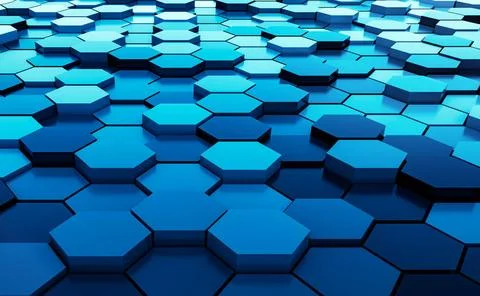 Black abstract hexagons background pattern 3D rendering - 3D Illustration... Stock Photos
