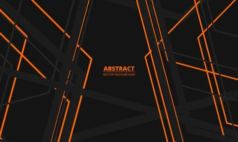 Black abstract horizontal background with orange and gray lines,. Stock Illustration