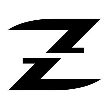 Black Abstract Horizontally Split Letter Z Icon Stock Illustration