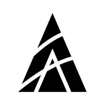 Black Abstract Letter A Icon with Split Triangles Illustrazione stock