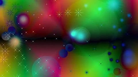 Black abstract light background with glittery colored shiny bokeh stars. Stock Illustration