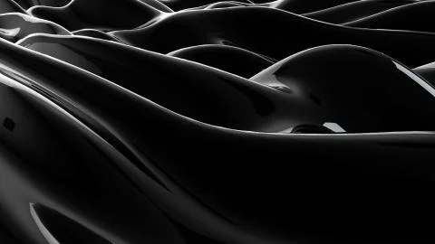 Black abstract liquid reflective wave surface. Waves and ripples of ultraviol Stock Illustration
