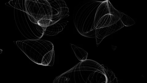 Black abstract minimal background of white fiber lines swirling and twisting Stock Footage 123407504