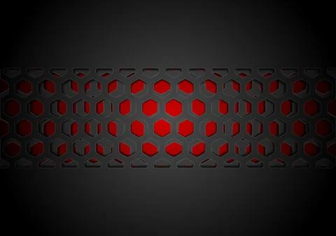 Black abstract papercut grid pattern on red background Illustrazione stock