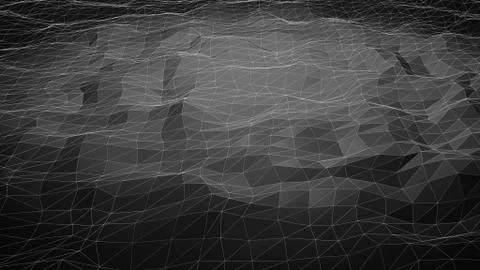 Black abstract polygonal background with wireframe lines Stock Illustration