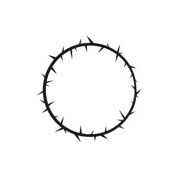 Black abstract round frame with sharp thorns. Blackthorn or grapevine. Stock Illustration