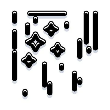 Black abstract shapes creating dynamic minimalist pattern Stock Illustration