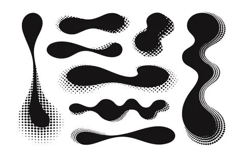 Black abstract shapes with dotted edges Stock Illustration