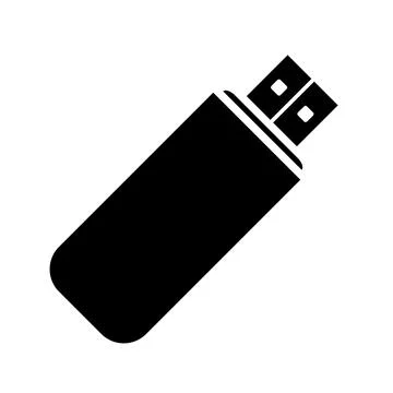 Black Abstract Simplistic USB Flash Drive Icon Stock Illustration