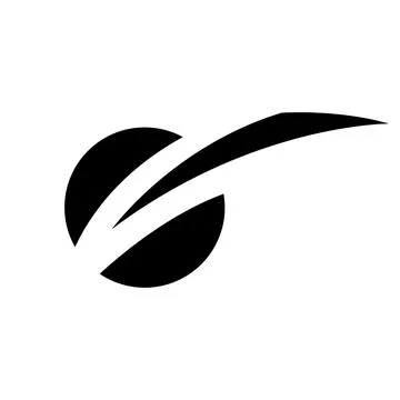 Black Abstract Slash Split Circle Icon Stock Illustration