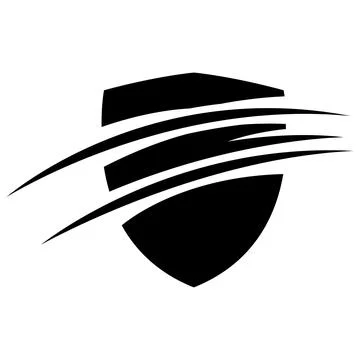 Black Abstract Slashed Shield Icon Stock Illustration