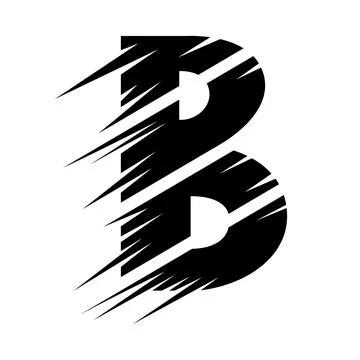 Black Abstract Slashed Split Shaped Letter B Icon Stock Illustration