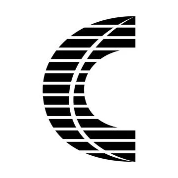 Black Abstract Slashed Striped Letter C Icon Stock Illustration
