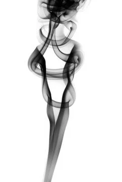 Black abstract smoke pattern over the white background Stock Photos